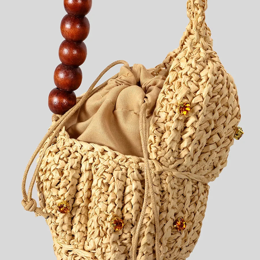 Hand-Woven Conch Shell Bag, Bead Handle