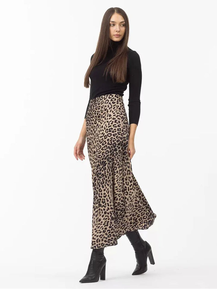 Alexandrine | Leopard Print Satin Skirt
