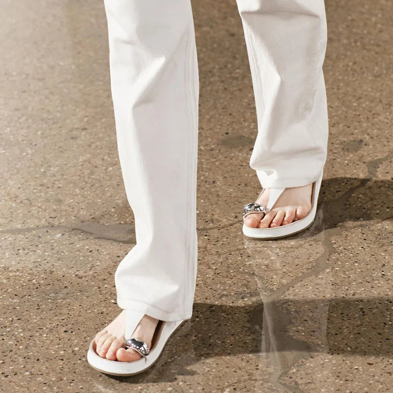 Eudora | Metal Trim Ankle Strap Flats