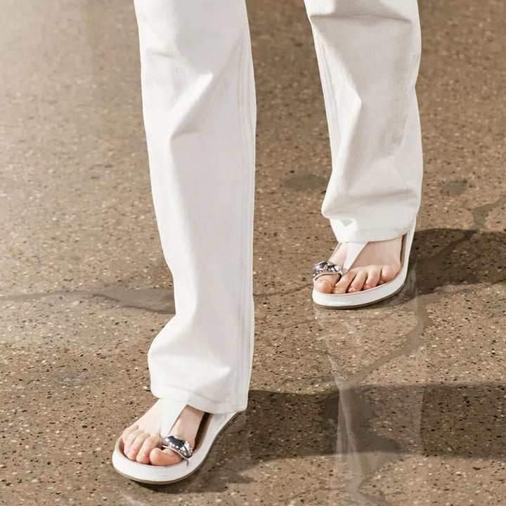 Eudora | Metal Trim Ankle Strap Flats