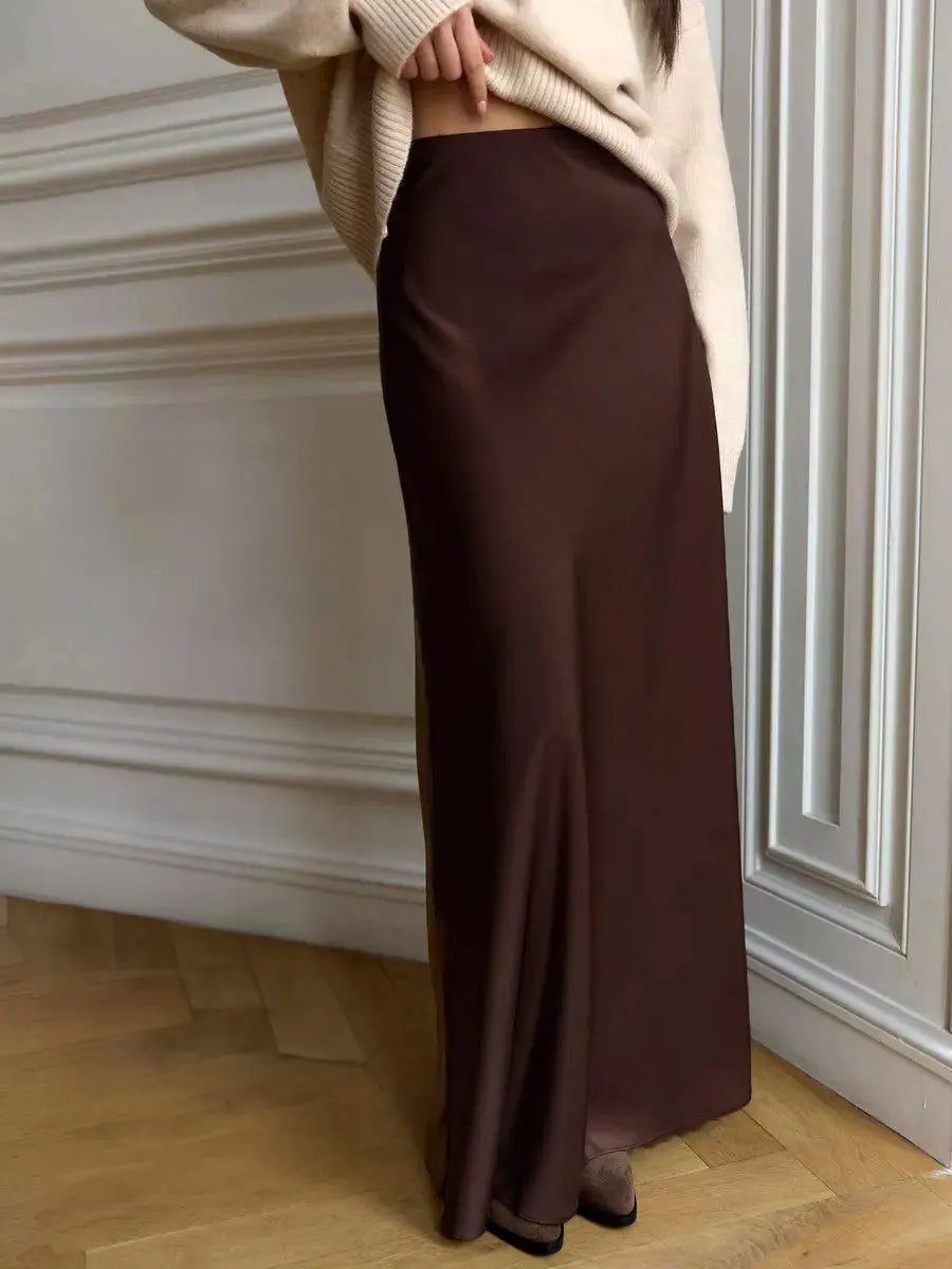 Deborah | Fishtail Hem Satin Maxi Skirt