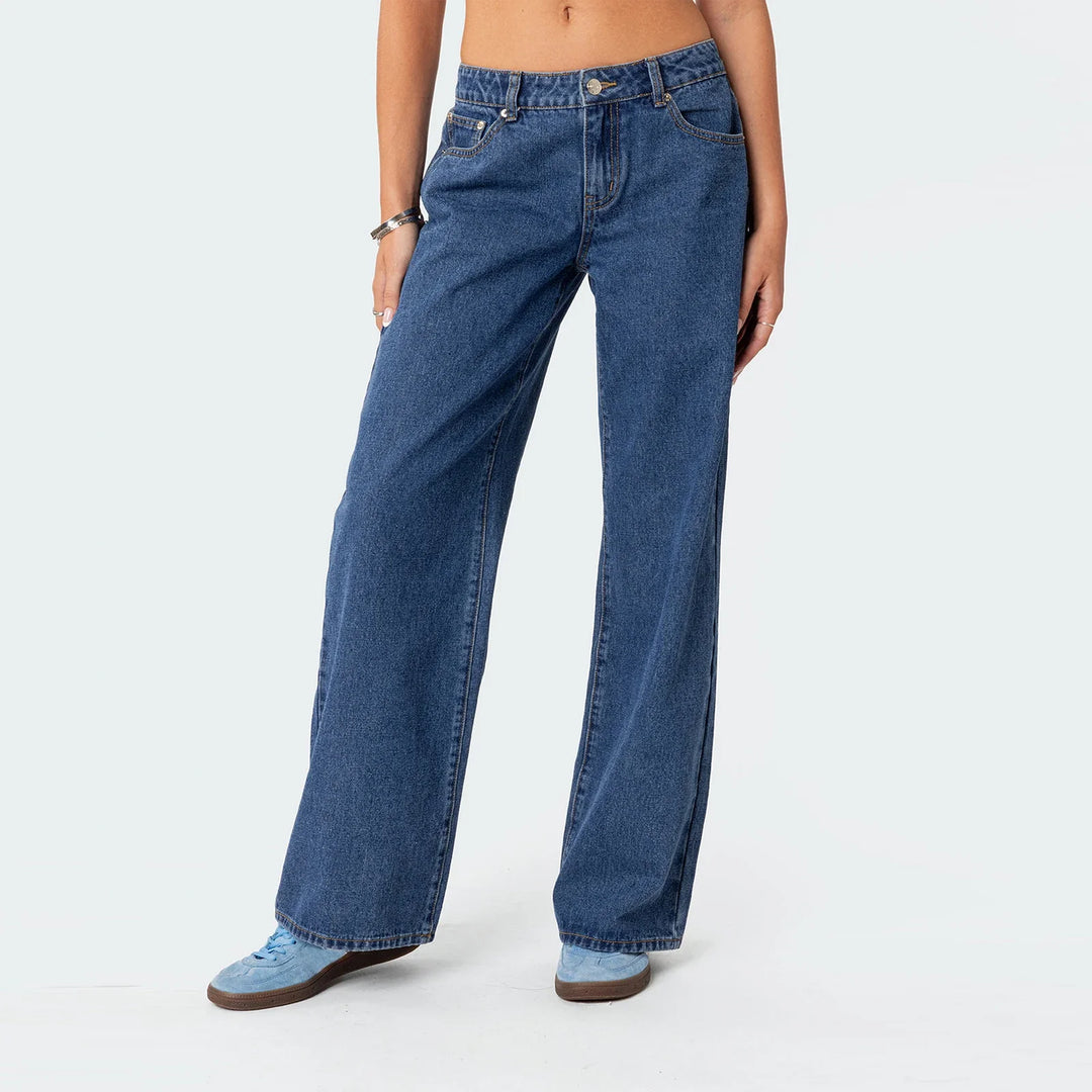 Ines | High Rise Cotton Straight Jeans