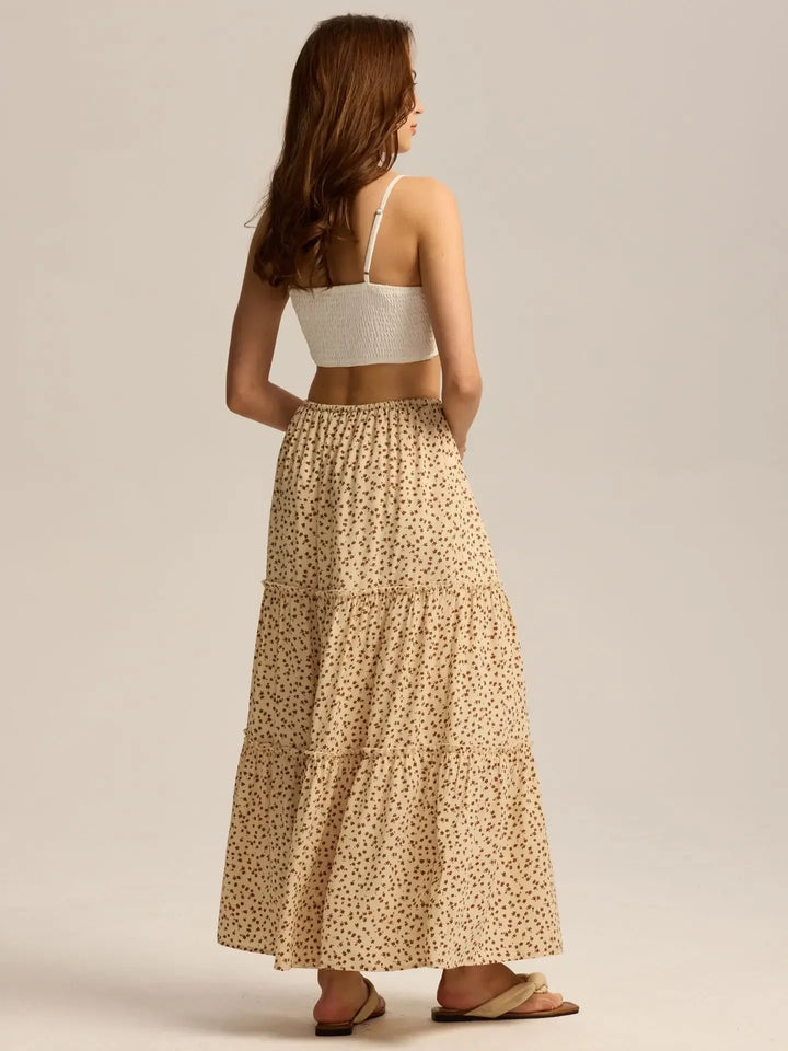 Vivian | 100% Cotton Drawstring Maxi Skirt