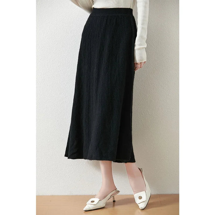 Olympia | Merino Wool Knit A-Line Skirt