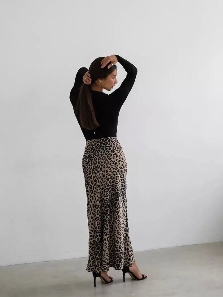 Alexandrine | Leopard Print Satin Skirt