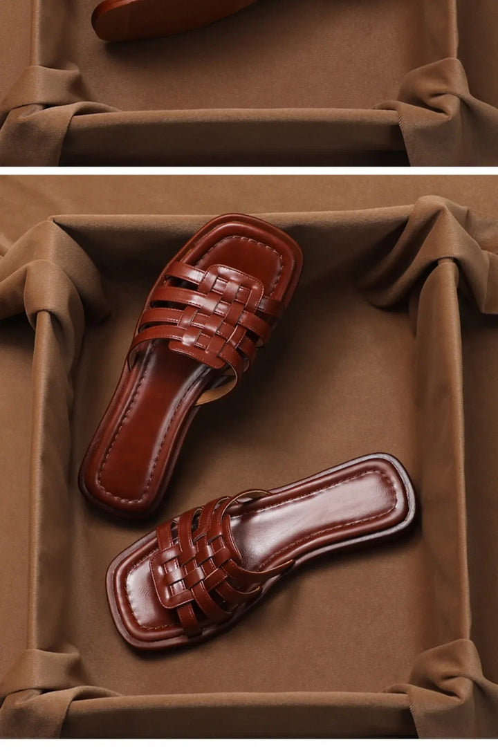 Andreanne | Hand Woven Square Toe Slides