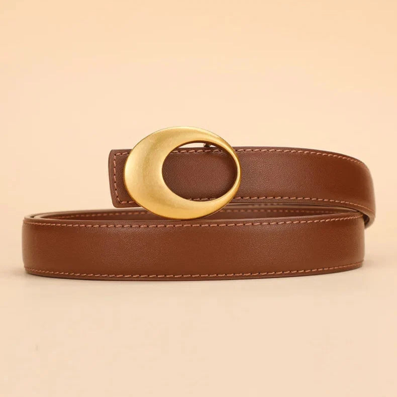 Full Grain Leather Crescent Buckle Belt