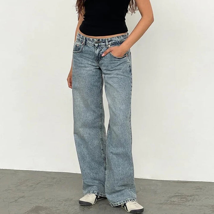 Justina | Mid Rise Wide Leg Jeans