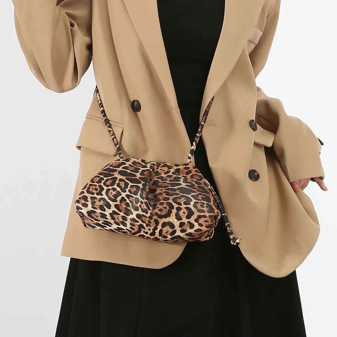 Leopard Print Hasp Clutch, Linen Lined