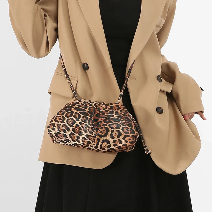 Leopard Print Hasp Clutch, Linen Lined