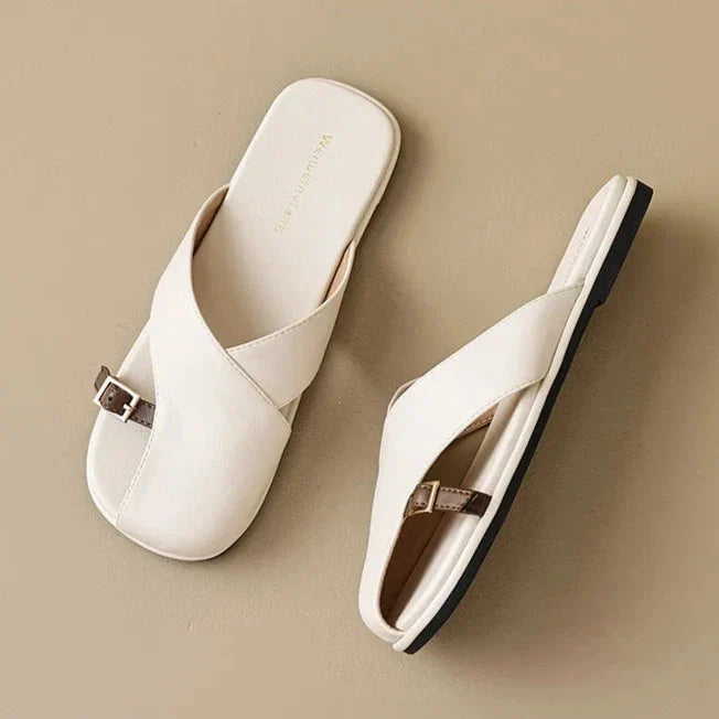 Luella | Sculpted Leather Footbed Sandals