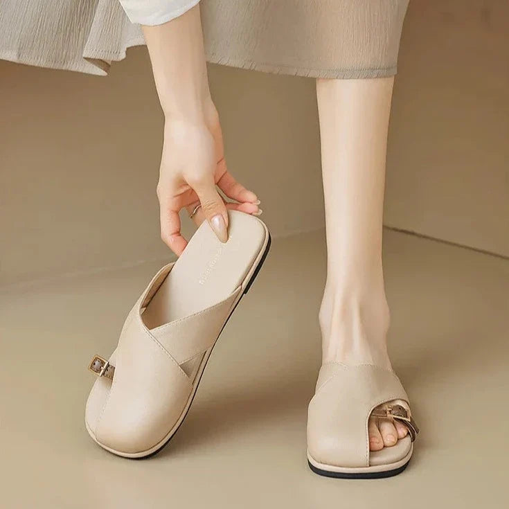 Luella | Sculpted Leather Footbed Sandals