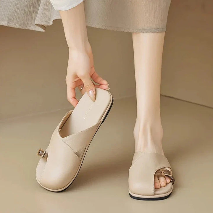 Luella | Sculpted Leather Footbed Sandals