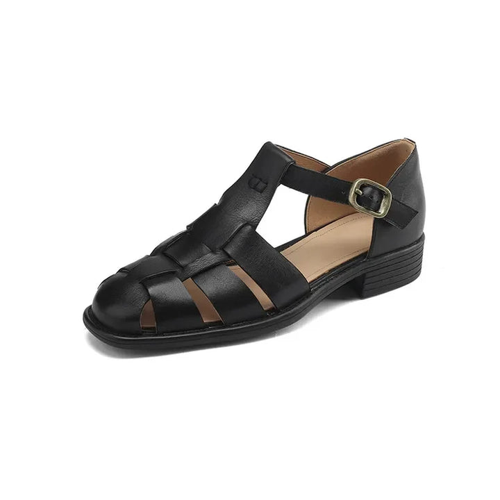 Arminda | Woven Leather T-Strap Sandals