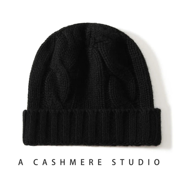 100% Cashmere Cable Knit Beanie
