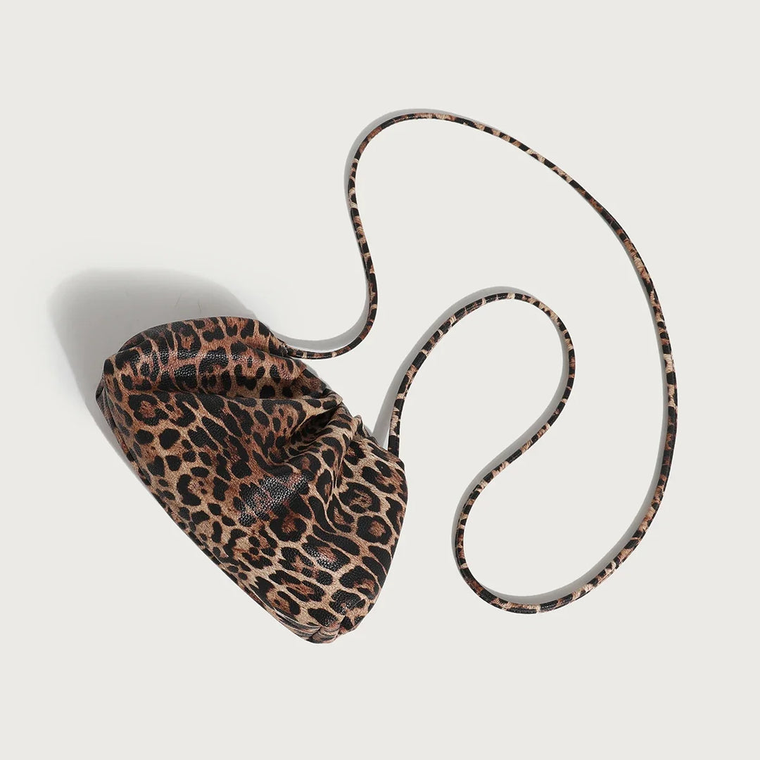 Leopard Print Hasp Clutch, Linen Lined