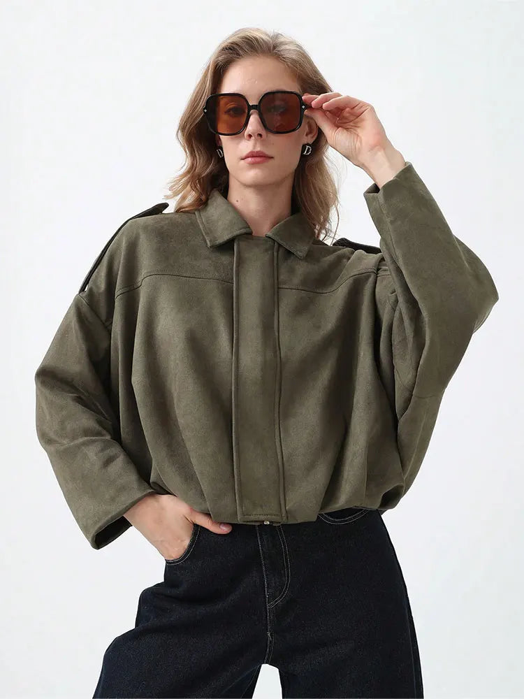 Roseanne | Oversized Suede Bomber