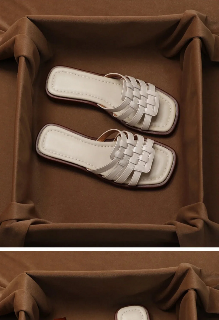 Andreanne | Hand Woven Square Toe Slides