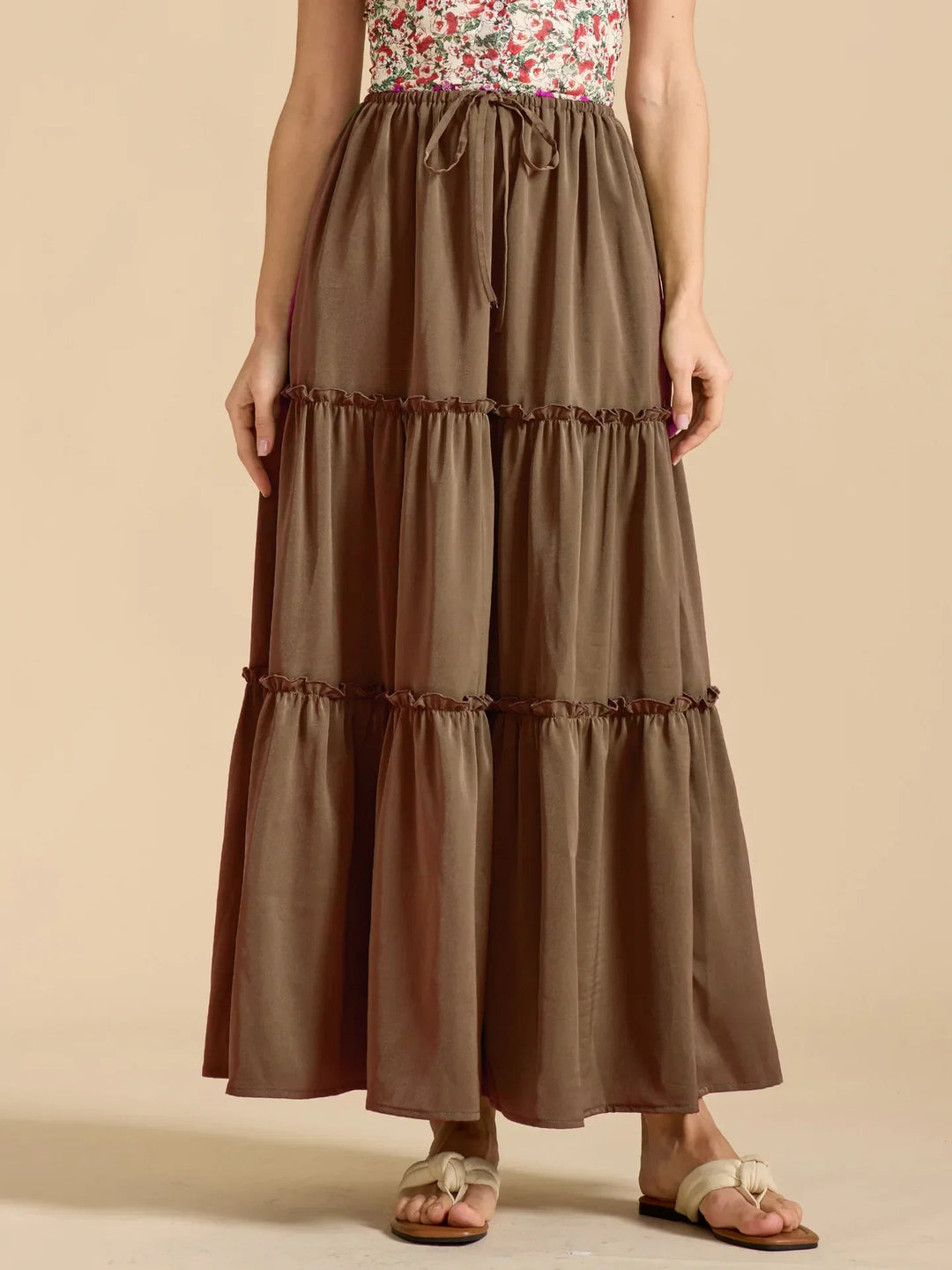 Vivian | 100% Cotton Drawstring Maxi Skirt