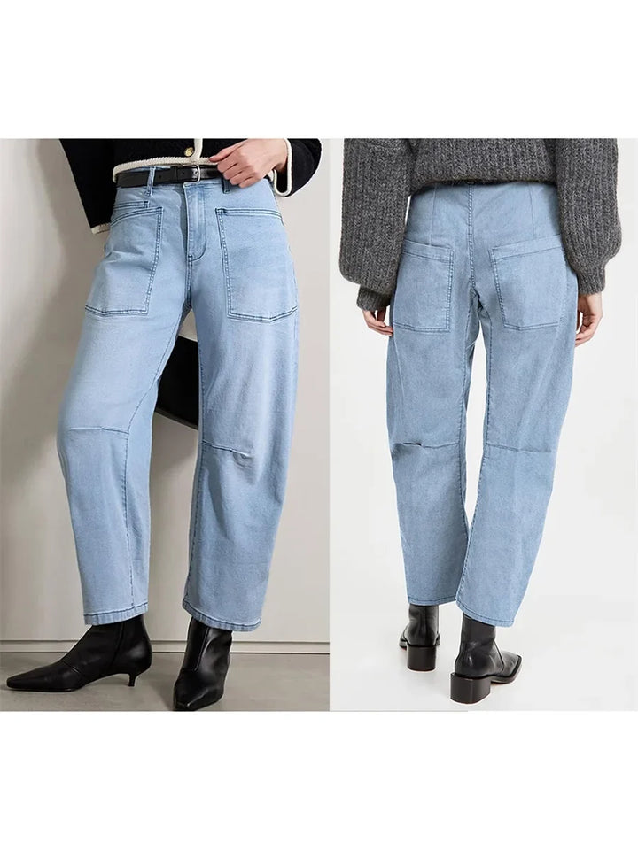 Sylviane | Structured Denim Barrel Leg Jeans