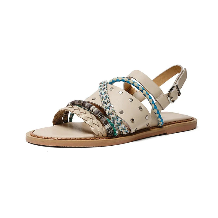 Isaline | Braided Cowhide Flat Sandals