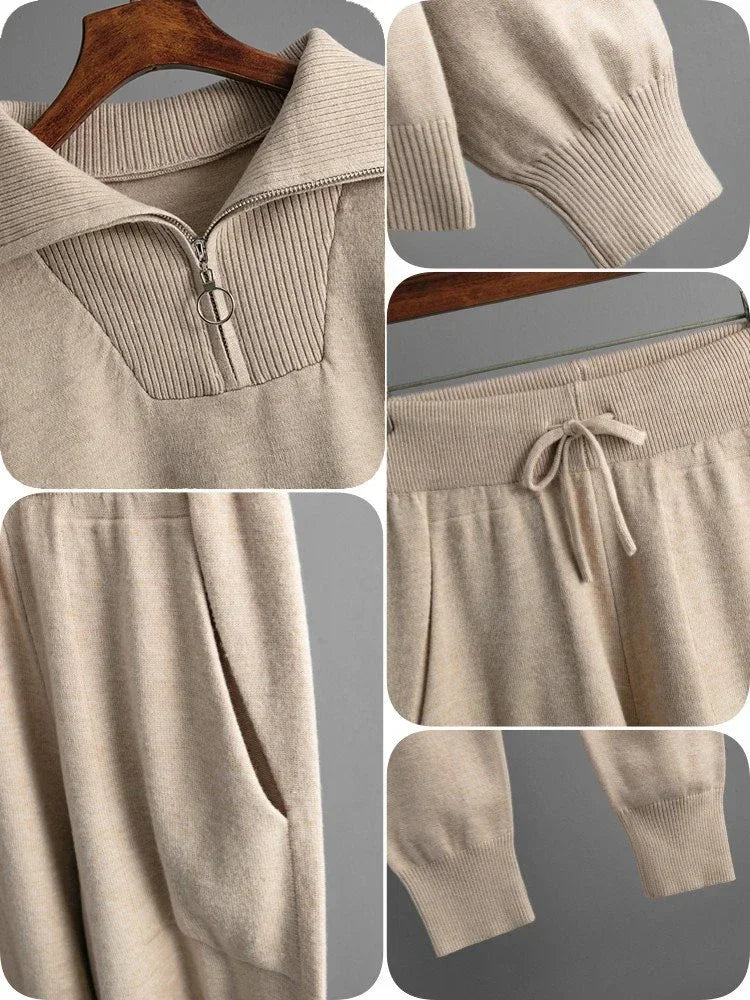 Thomasine | Half Zip Knit Two Piece Set