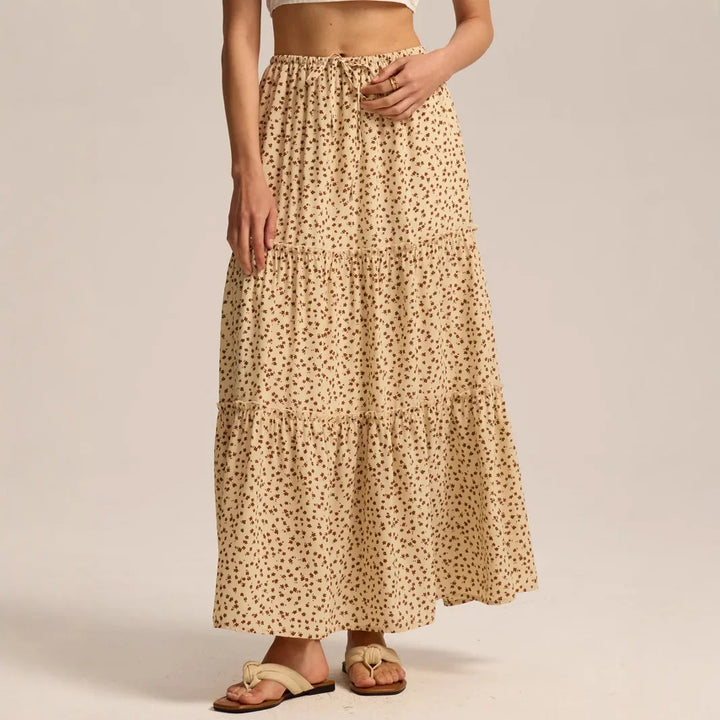 Vivian | 100% Cotton Drawstring Maxi Skirt