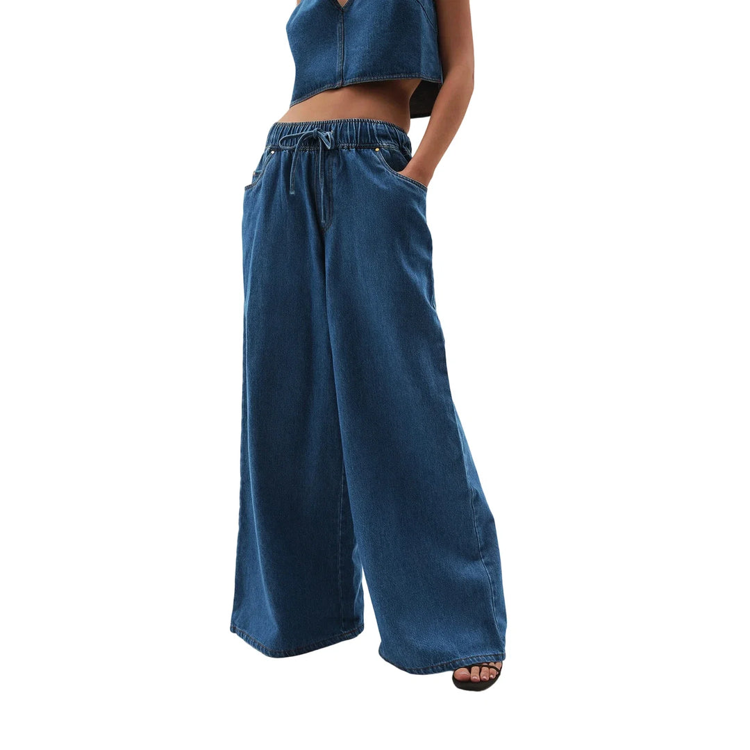 Mariange | Drawstring Wide Leg Denim Jeans