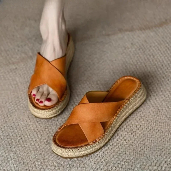 Antonine | Woven Leather Platform Slides