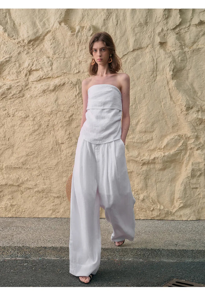 Valentina | Deep Pleated Linen Blend Pants