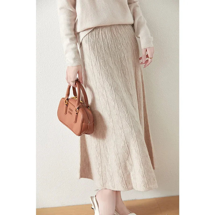 Olympia | Merino Wool Knit A-Line Skirt