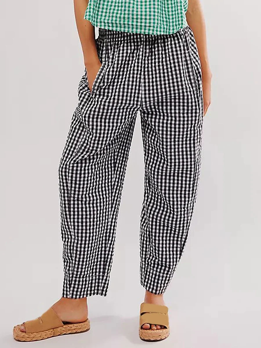 Hilda | Checked Elastic Waist Trousers