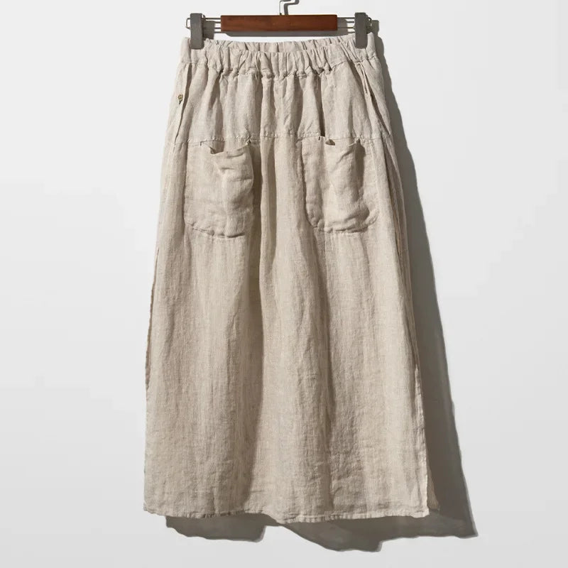Adelina | Wide Leg 100% Linen Skirt