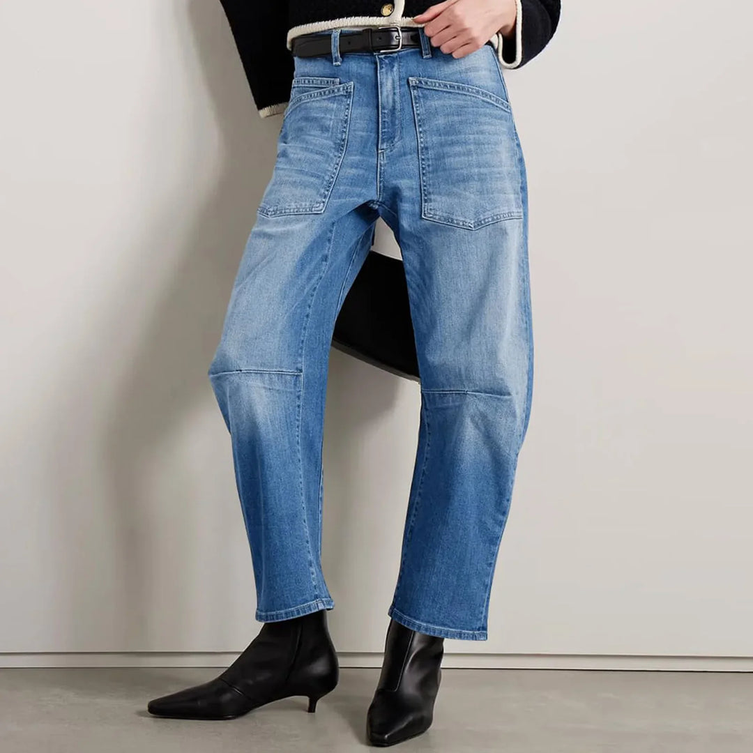 Sylviane | Structured Denim Barrel Leg Jeans