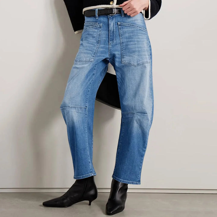 Sylviane | Structured Denim Barrel Leg Jeans