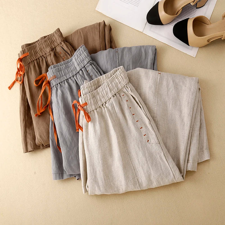 Odilia | Cotton Linen Drawstring Trousers