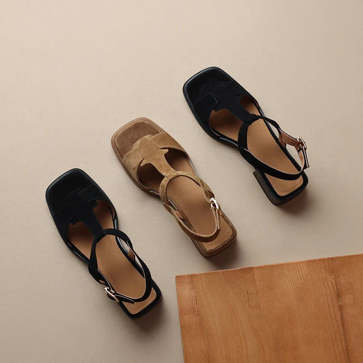 Joyce | Suede T-Strap Block Heels