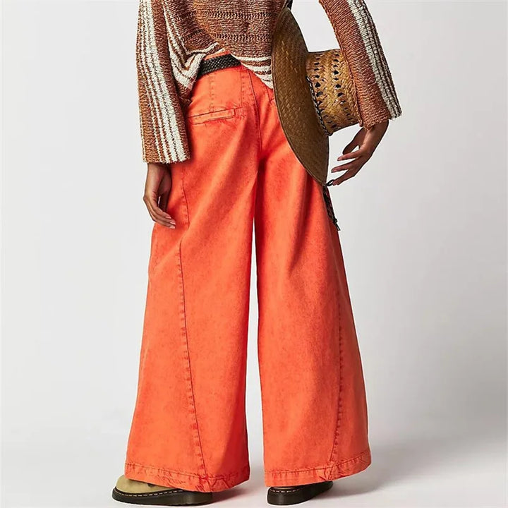 Tharsile | Pleated 100% Cotton Wide Jeans