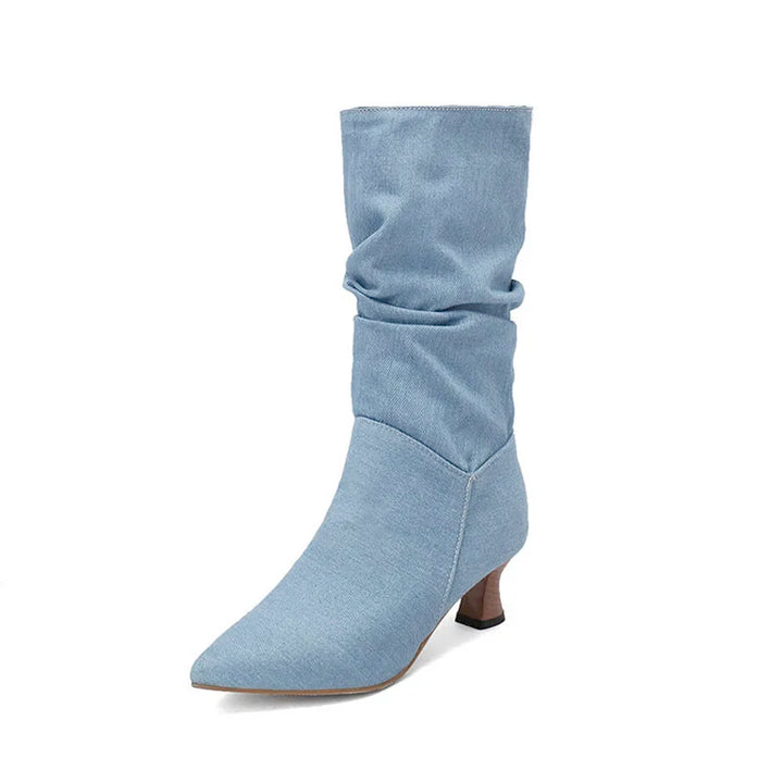 Agathe | Mid-Calf Slip-On Heel Boots