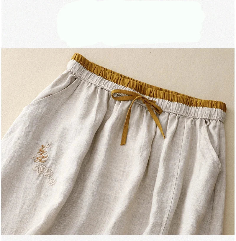 Eudoxie | Embroidered Organic Linen Skirt
