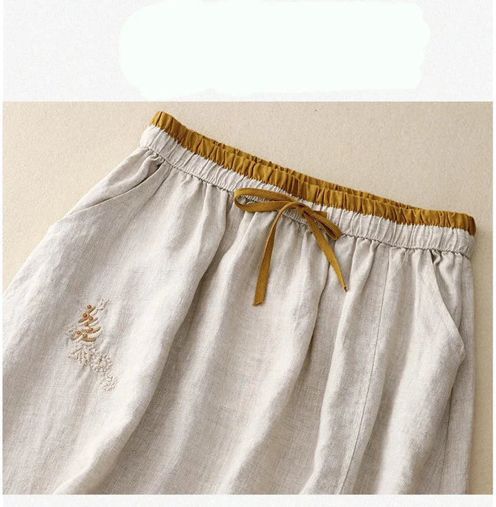 Eudoxie | Embroidered Organic Linen Skirt