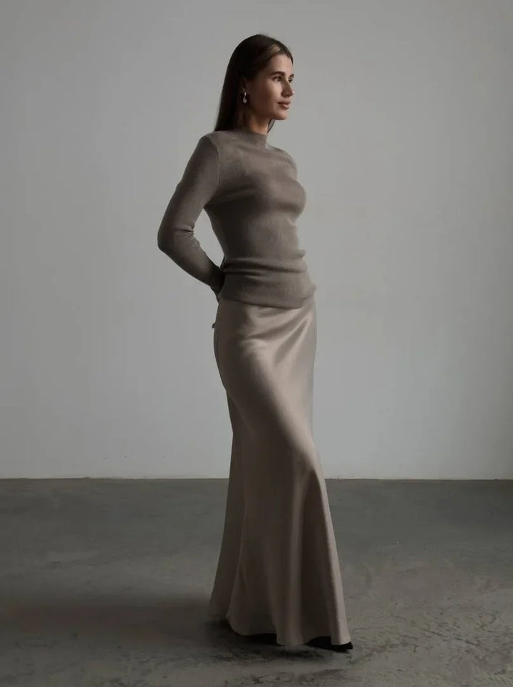 Deborah | Fishtail Hem Satin Maxi Skirt