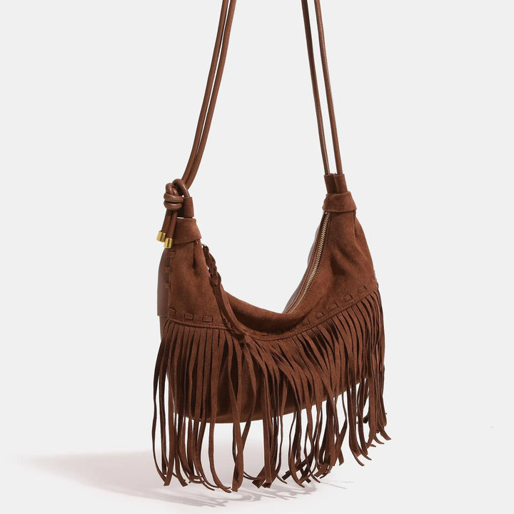 Suede Fringe Bag, Leather Seams