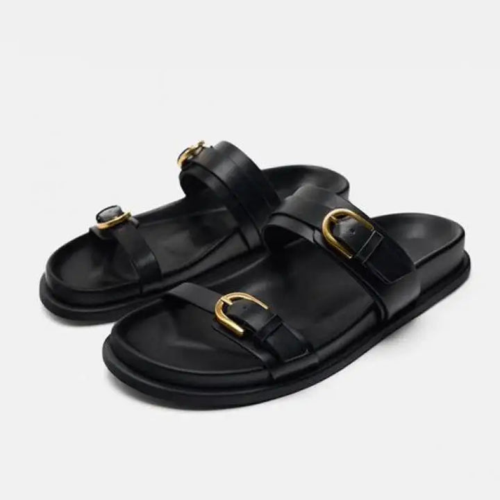 Edmee | 100% Leather Double Strap Sandals