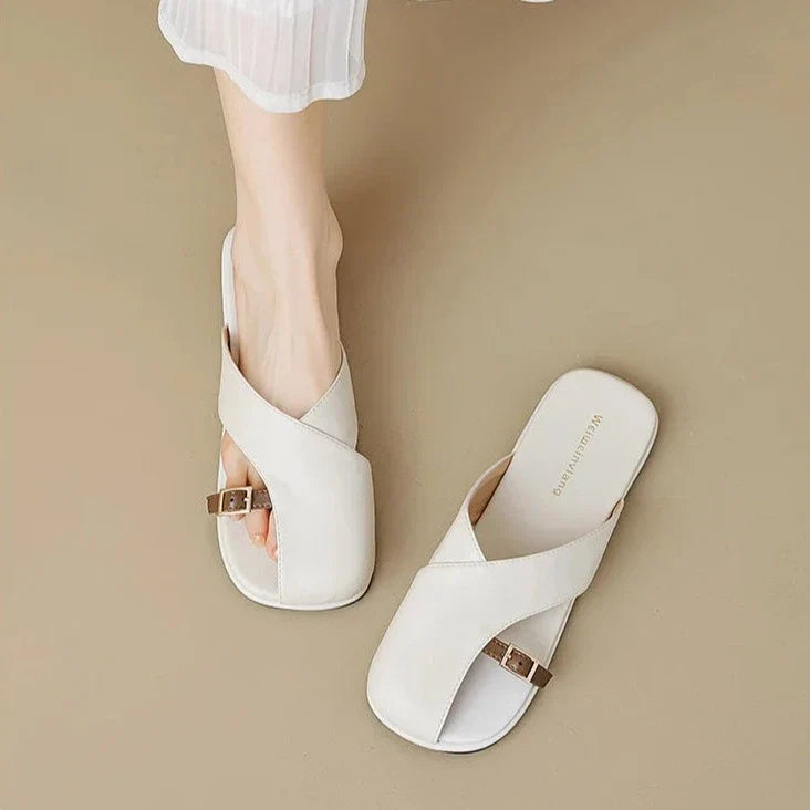 Luella | Sculpted Leather Footbed Sandals