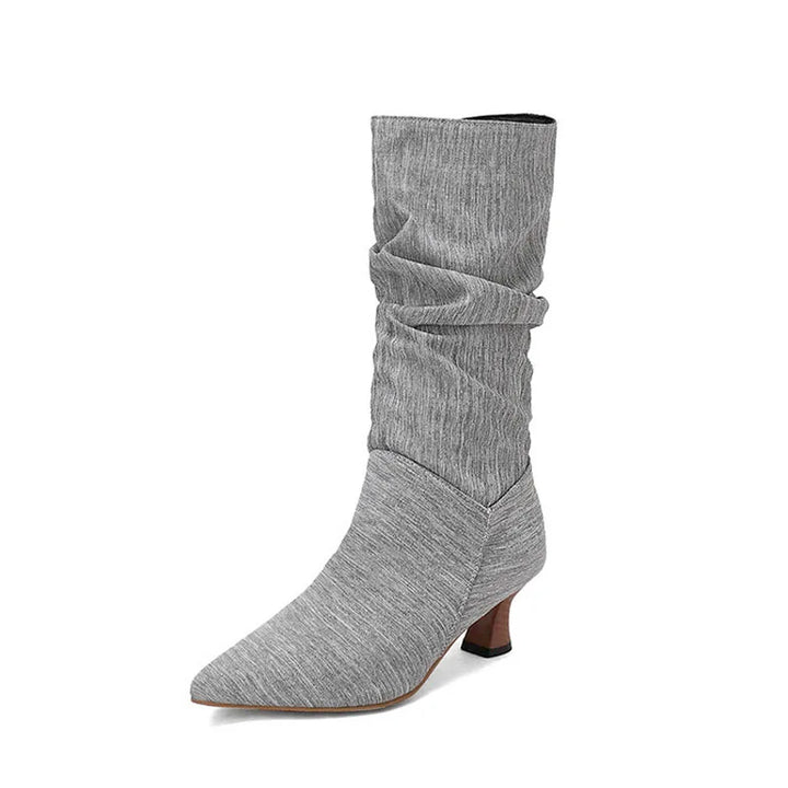 Agathe | Mid-Calf Slip-On Heel Boots