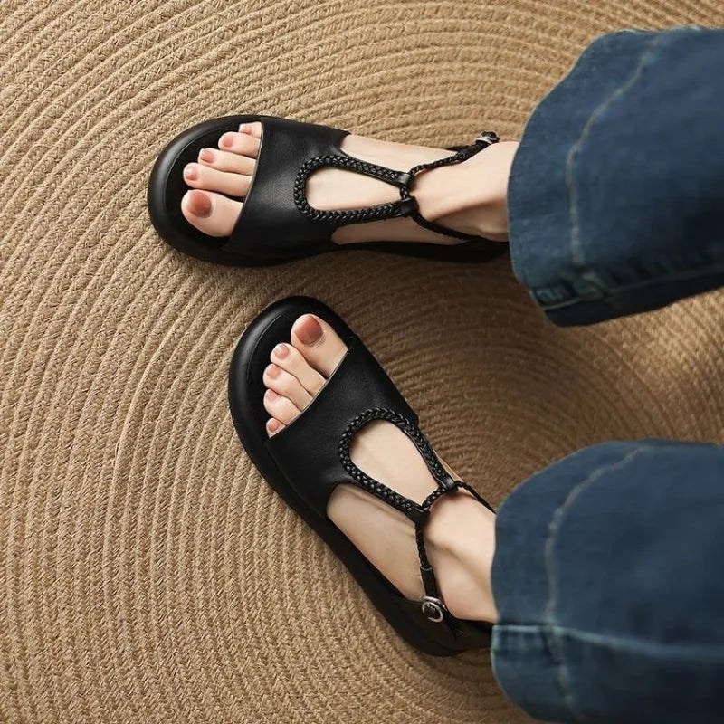 Claudia | Braided Strap Buckle Sandals