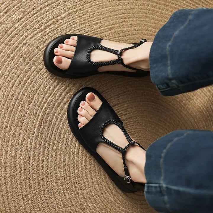 Claudia | Braided Strap Buckle Sandals