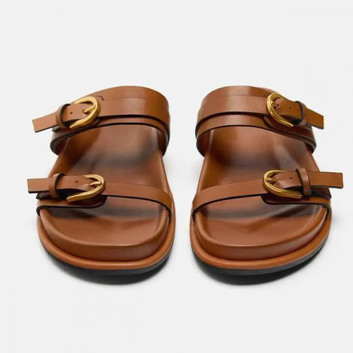 Edmee | 100% Leather Double Strap Sandals