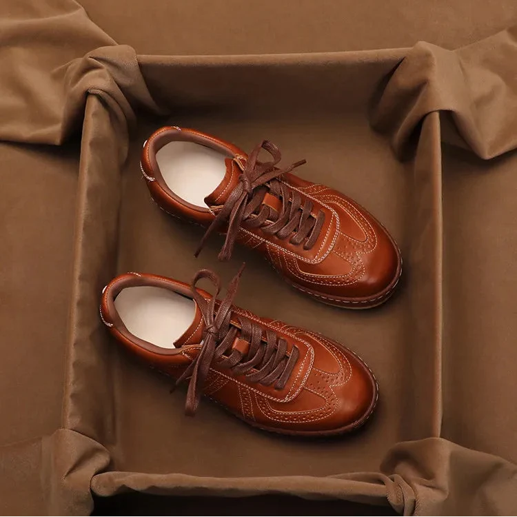 Nicoline | Leather Lace-Up Court Trainers